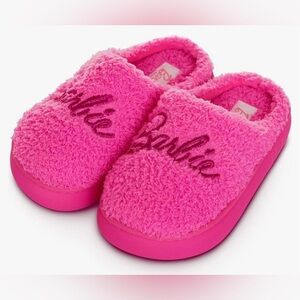 Barbie by Mattel Plush Sparkling Slippers Indoor Outdoor Bright Pink Size S NWT